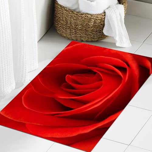 JHAOUNUK Weich Badezimmerteppich 60x90cm,rote Rose isoliert auf weißem Hintergrund,rutschfest waschbar Badematte Flauschige Badteppich Saugfähig Badvorleger Duschvorleger JHAOUNUK Weich Badezimmerteppich 60x90cm,rote Rose isoliert auf weißem Hintergrund,rutschfest waschbar Badematte Flauschige Badteppich Saugfähig Badvorleger Duschvorleger von JHAOUNUK