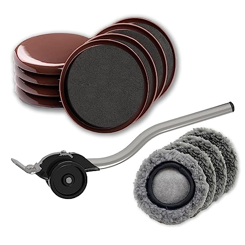Möbelheber-Set für Verschiedene Bodenbeläge. Enthält 8 Möbelgleiter und 4 Filzüberzüge für die Gleiter. Möbelgleiter sind einfach in der Anwendung für schwere Möbel (1+8 Braun Rund+4 Socken) von JHCHU