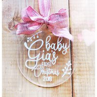 Babys Erstes Weihnachten Personalisierte Neue Baby Verzierung 4 ", Acryl Babys Erstes Weihnachten Personalisierte Neue Baby Verzierung 4 ", Acryl von JHCreativeCo