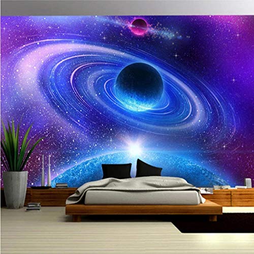 Fototapete 3D Effekt Kosmischer Planet Tapete Modern Vlies Riesiges Bild Wohnzimmer Schlafzimmer Jugendzimmer Dekoration 300x210CM von JHDGL