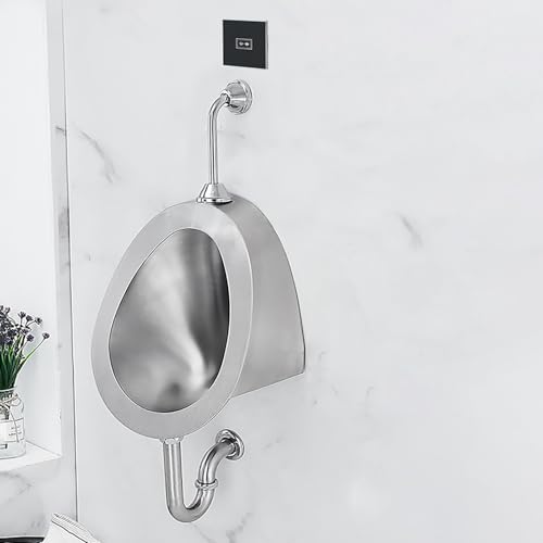 304 Edelstahl-Wand-Urinal für Männer Erwachsene, Automatisches Gewerbliches Sensor-Urinal, für Bars Badezimmer Hotels Geschäfte öffentliche Toiletten(Silver) von JHDXL