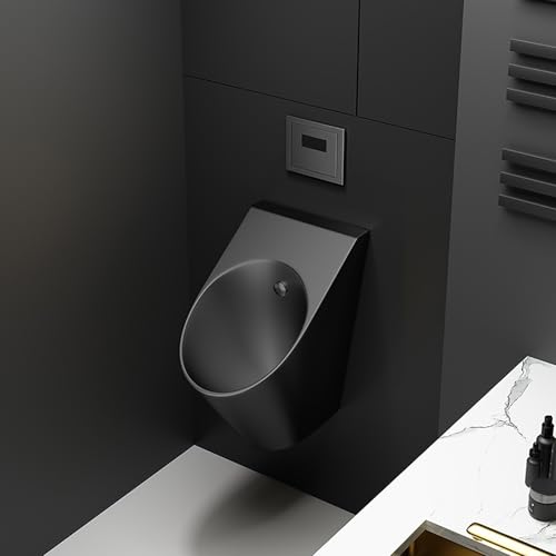 304 Wandmontiertes Sensor-Urinal Aus Edelstahl, Kommerzielle Berührungslose öffentliche Toiletten-Urinale, für Schulen, Hotels, Garagen, Bars(Black) von JHDXL
