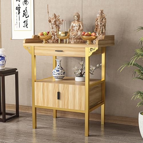 Altartisch füR PersöNlichen Schrein, Chinesischer Opfertisch Mit Schranksockel, mit großer Arbeitsfläche, für Wohnzimmer, Esszimmer, Tee, Heimdekoration(Wood,100 * 42cm/39.5 * 42in) von JHDXL
