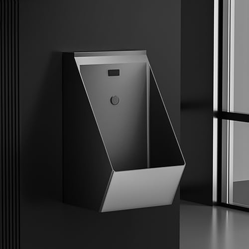 Automatisches Sensor Urinal An der Wand Montiertes, Wandurinale aus Edelstahl für Männer, Badezimmer-Urinale für Männer,Bar,Kommerzielle Familie(Black) von JHDXL
