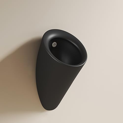 Intelligentes Wand-Urinal mit Sensor für Männer, Porzellan Pissoir Gewerbliche Urinale mit Auswaschfunktion für Männer, für Garten Toilette Haus, Camping, Baustelle(Black) von JHDXL