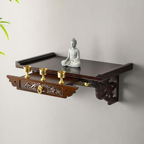 JHDXL Altartisch Zur Meditation, Altar Tisch Wandmontiert Buddha-Statue Ständer, Persönlicher Meditationsschrein mit Aufbewahrung, für Gebete, Weissagung, Anbetung(80 * 30 * 20cm/31.5 * 12 * 8in) von JHDXL
