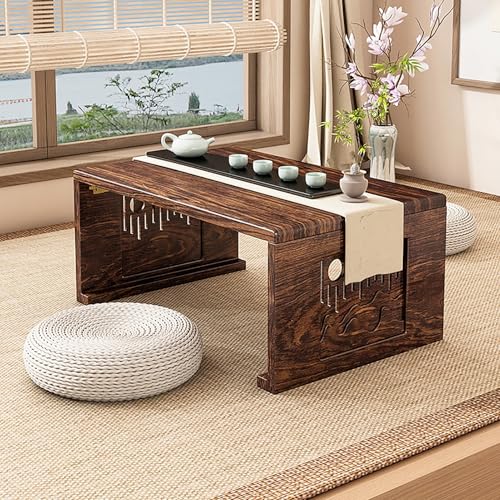 JHDXL Altartisch Zur Meditation, Klappbarer Altartisch, Niedriger Couchtisch für Sitzen Auf Dem Boden, Tatami-Puja-Tisch für Wohnzimmer, Esszimmer, Tee, Heimdekoration(Brown,70cm/28in) von JHDXL