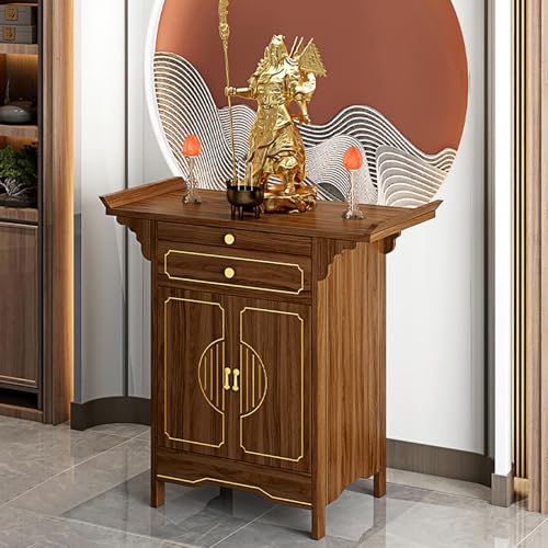 JHDXL Altartisch aus Holz Schrein Altar, Chinesischer Buddhistischer Schrein, Buddhistischer Spiritueller Meditationstisch, für Gebete, Weissagung, Anbetung(Brown) von JHDXL
