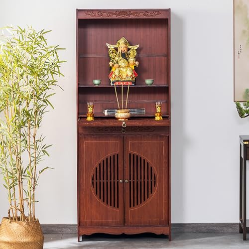 JHDXL Altartisch aus Holz Schrein Altar, Handgefertigter Puja-Tisch Mit Mehreren Ebenen Und Stauraum, Meditationsschrank, füR Gebete, Wahrsagung, Anbetung(68 * 33 * 170cm/27 * 13 * 67in) von JHDXL