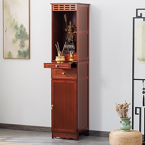 JHDXL Altartisch mit Aufbewahrungsaltarschrank, Altartisch für Den Persönlichen Schrein Räuchertisch Puja-Tisch, für Wohnzimmer, Esszimmer, Tee, Heimdekoration(Reddish Brown,38cm/15in) von JHDXL
