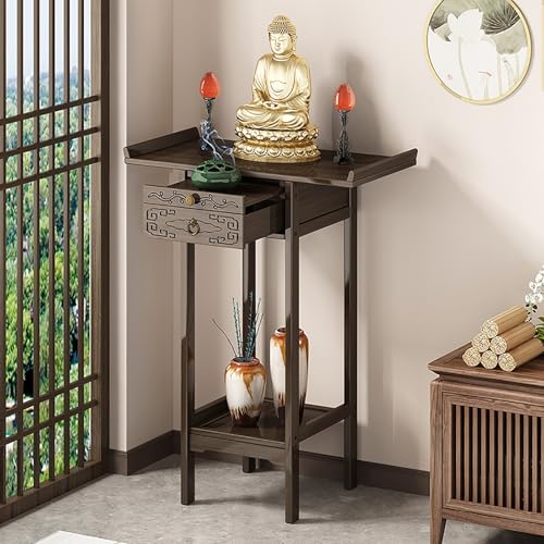 JHDXL Altartisch mit Schublade & Regal, Vertikaler Buddhistischer Nischenschrank, Chinesischer Stil, für Wohnzimmer, Esszimmer, Tee, Heimdekoration(60 * 35 * 100cm/24 * 14 * 39.5in) von JHDXL