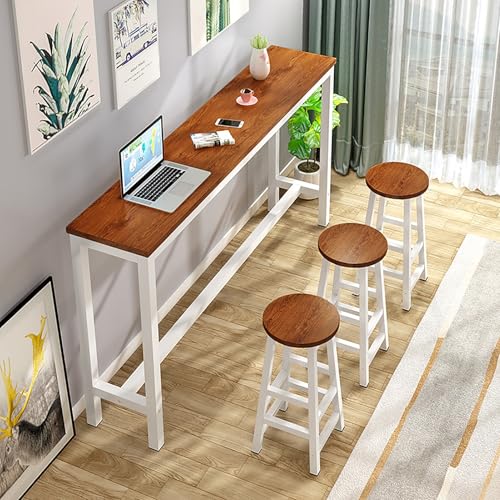 JHDXL Bartisch mit Barhocker Set, Küchentisch und Küchenstühle im Industrie-Design, Platzsparender Tisch für kleine Wohnung, Wohnzimmer,Küche,Esszimmer(Brown,140cm/55in) von JHDXL