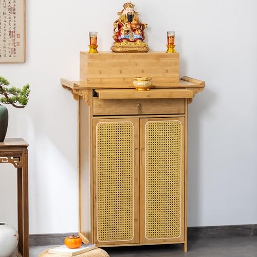 JHDXL Buddhistischer Altartisch, Holzschrein Buddha Altar Meditationstisch, Persönlicher Schreinschrank für Spirituelle Praktiken, für Gebete Und Anbetung(Wood,80cm/31.5in) von JHDXL