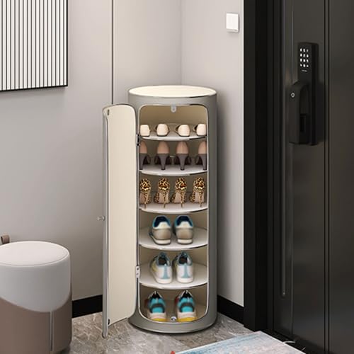 JHDXL Drehbares Schuhschrank, Multifunktionale Schuhablage Schmal, Schuhständer Vertikal, Organizer Vitrinenschrank Für Schlafzimmer Wohnzimmer, Runder Schuhständer(104cm/40in) von JHDXL