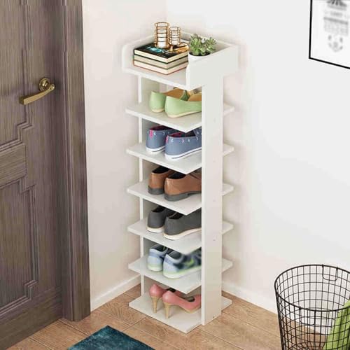 JHDXL Holz Schuhregal-Schuhkarussell Für Flur, Schuhschrank, Organisation Schuhregal Für Garderoben Und Eingangsbereiche, Bücherregal Stehendes Bücherregal Zur(White,105cm/41.3in) von JHDXL