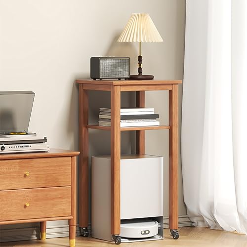 JHDXL Mobiler Aufbewahrungsschrank für Saugroboter, Ablage über dem Saugroboter, mit verstellbarem Regal, für Wohnzimmer, Schlafzimmer, Badezimmer, Balkon(Wood,45cm/18in) von JHDXL