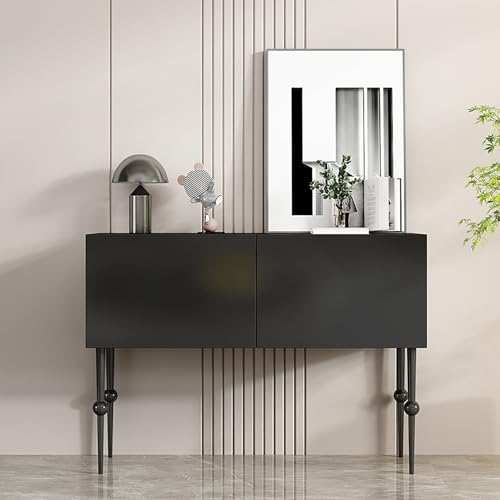 JHDXL Moderner Konsolentisch, Eingangstisch Hinter dem Sofa, Schmaler Sofatisch Beistelltisch, Wohnzimmer-Aufbewahrungstisch, für Eingang, Flur, Vorzimmer, Wohnzimmer(Black,120cm/47.5in) von JHDXL