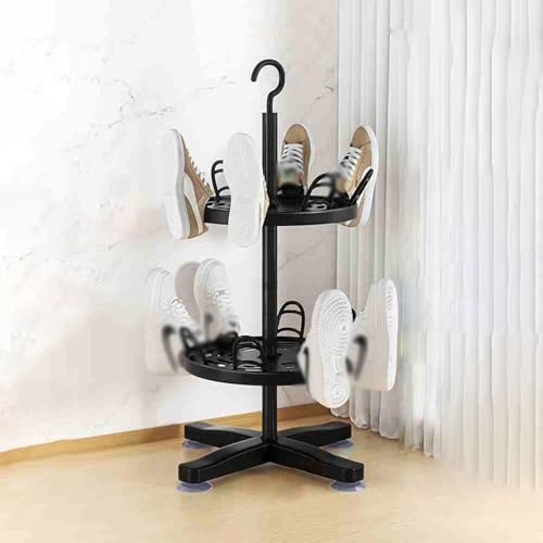 JHDXL Schuhaufbewahrung, Drehbares Schuhregal, Drehbares Schuhschrank, Schuhständer Aus Metall, Schuhständer Vertikal, Lagerregal, Vertikales Schuhregal(Black,63cm/24.8in) von JHDXL