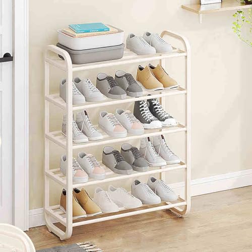 JHDXL Schuhregal Mit 4/5 Ebenen, Platzsparender Mehrzweckschrank, Schuhschrank-Organisation, Schuhständer Aus Metall, Multifunktionale Schuhablage Schmal(White,45 * 73cm/17.7 * 28.7in) von JHDXL
