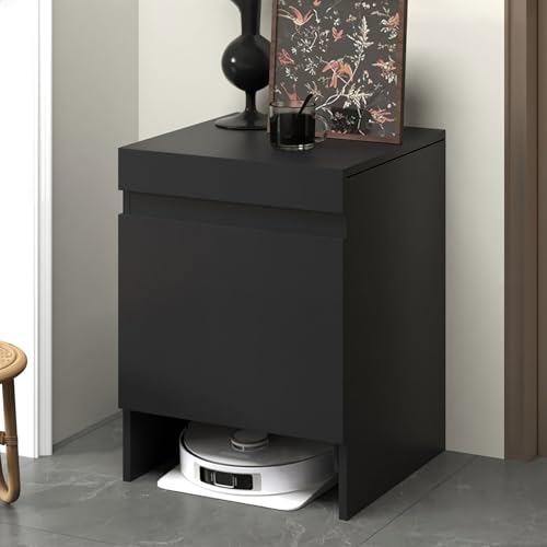 JHDXL Versteckter Schrank für Saugroboter aus Massivholz, Ausziehbarer Arbeitsplatten-Design, Platzsparender Beistelltisch für Wohnzimmer und Heimbüro(Black) von JHDXL