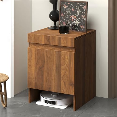 JHDXL Versteckter Schrank für Saugroboter aus Massivholz, Ausziehbarer Arbeitsplatten-Design, Platzsparender Beistelltisch für Wohnzimmer und Heimbüro(Brown) von JHDXL