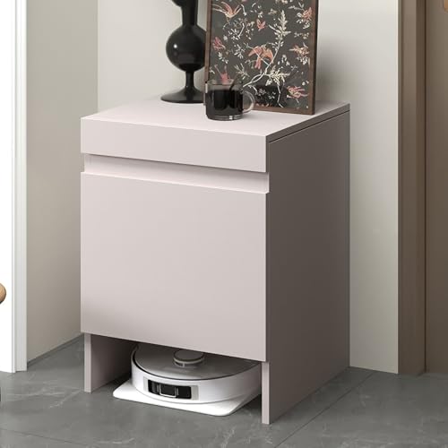 JHDXL Versteckter Schrank für Saugroboter aus Massivholz, Ausziehbarer Arbeitsplatten-Design, Platzsparender Beistelltisch für Wohnzimmer und Heimbüro(Gray) von JHDXL