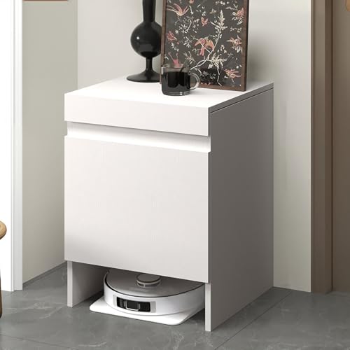 JHDXL Versteckter Schrank für Saugroboter aus Massivholz, Ausziehbarer Arbeitsplatten-Design, Platzsparender Beistelltisch für Wohnzimmer und Heimbüro(White) von JHDXL