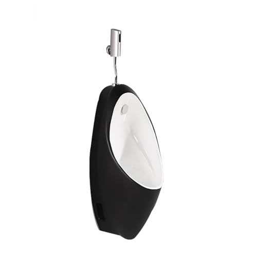 Kommerzielle Berührungslose öffentliche Toiletten-Urinale, Spritzwassergeschützte Keramik-Urinale für Männer, für Bars, Hotels, Öffentliche Toiletten(Black 2) von JHDXL