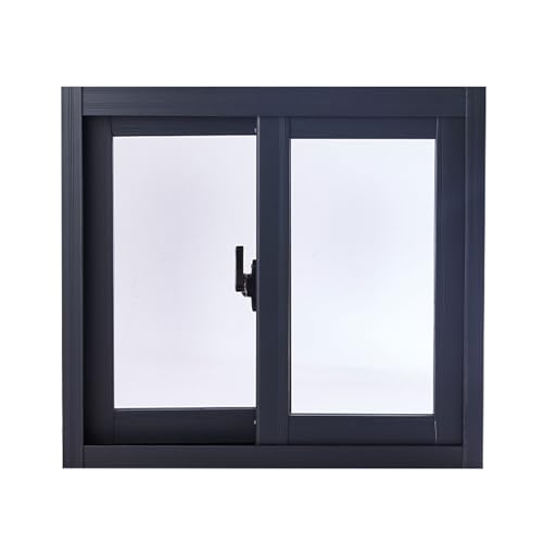Push-Pull-Schieberahmen, Weiße Haushalt Fenster, Bündige Fenster, Horizontale Schiebefenster Mit Gehärtetem Glas, für Badezimmer, Schlafzimmer(Black,60 * 60cm/23.6 * 23.6in) von JHDXL