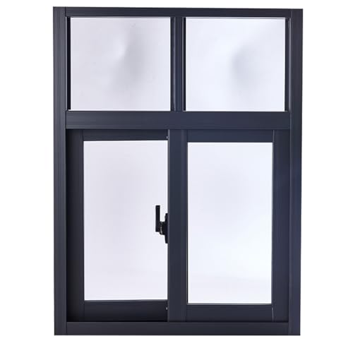 Push-Pull-Schieberahmen, Weiße Haushalt Fenster, Bündige Fenster, Horizontale Schiebefenster Mit Gehärtetem Glas, für Badezimmer, Schlafzimmer(Black,80 * 100cm/31.5 * 39.3in) von JHDXL