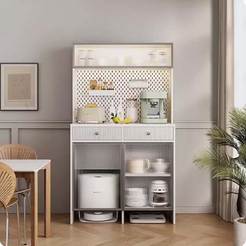 Saugroboter Ständer Staubsauger Roboter Halter, Schrank mit Glastüren Und Schublade, für Wohnzimmer, Schlafzimmer, Badezimmer, Balkon, Einfach zu Montieren(White,120cm/47.5in) von JHDXL