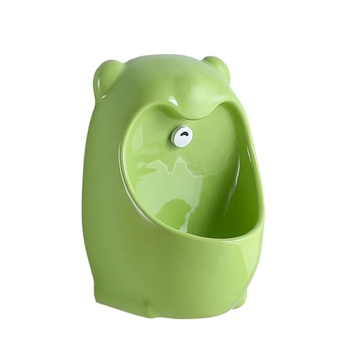 Spritzwassergeschützte Keramik-Urinale für Männer, Töpfchen-Trainingsurinal für Jungen, Automatische Sensorspülung, für Badezimmer Geschäfte öffentliche Toiletten(Green) von JHDXL