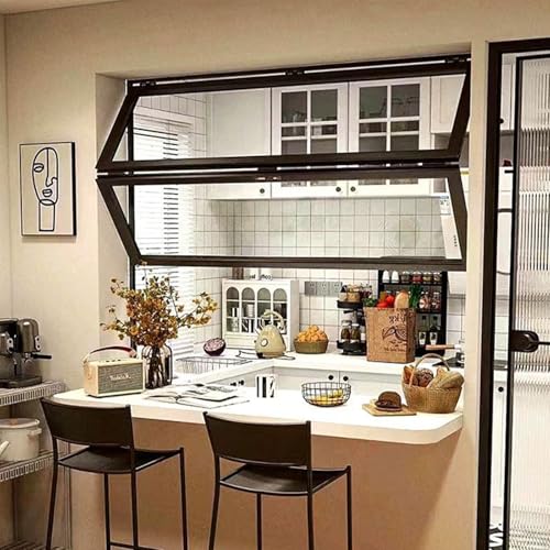 Unterputz-Horizontal-Schiebefenster, Haushalt Fenster, Flach Montiertes Temperiertes Glas, Mit Griff Aus Aluminium, für Badezimmer, Schlafzimmer, Wohnzimmer(33"x28"/84x71cm) von JHDXL