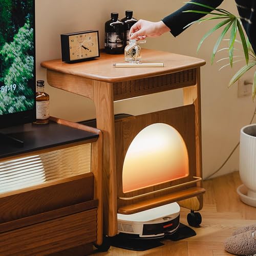 Versteckter Schrank für Saugroboter aus Massivholz, Mobiler Aufbewahrungsschrank, Wohnzimmer Roboter Schrank, für Zuhause Büro Wohnzimmer Garage Ecke Un(Wood color) von JHDXL