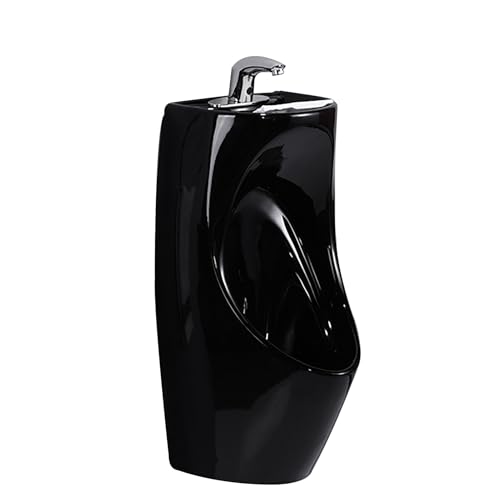 Wandmontiertes Keramik Urinal, Automatisches Sensor-Urinal für Männer, Ideal für den gewerblichen und privaten Gebrauch in KTV, Hotel, Garage und öffentlichen Badezimmern(Black) von JHDXL
