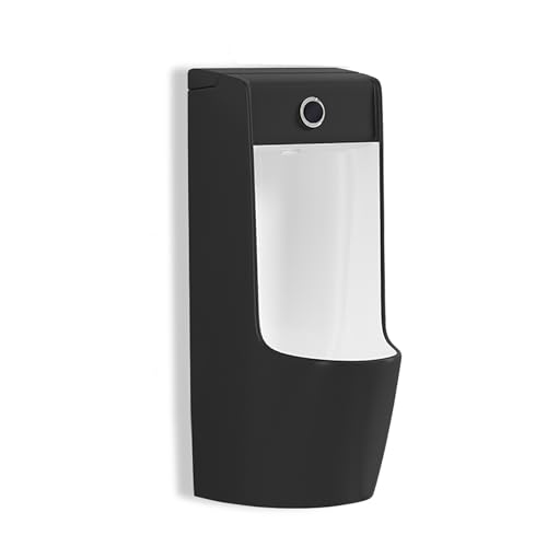Wandmontiertes Keramik Urinal für Männer, Automatisches Sensor Urinal Kommerzielle Pissoir, für Bars Badezimmer Hotels Geschäfte öffentliche Toiletten(Black 2) von JHDXL