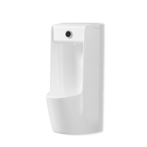 Wandmontiertes Keramik Urinal für Männer, Automatisches Sensor Urinal Kommerzielle Pissoir, für Bars Badezimmer Hotels Geschäfte öffentliche Toiletten(White) von JHDXL