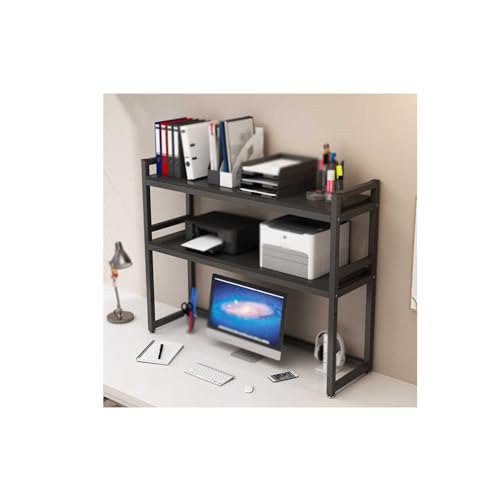 JHIAADEY Desktop-Rack Desktop Organizer Holz Schreibtisch Regal Speicher Display Rack Schreibtisch Regal, for Home-Office-Wohnheimmöbel, Aufsatzregal(Black,115 * 32cm) von JHIAADEY