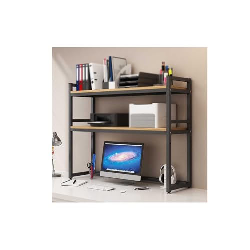 JHIAADEY Desktop-Rack Desktop Organizer Holz Schreibtisch Regal Speicher Display Rack Schreibtisch Regal, for Home-Office-Wohnheimmöbel, Aufsatzregal(Log Black,115 * 32cm) von JHIAADEY