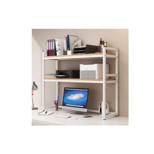 JHIAADEY Desktop-Rack Desktop Organizer Holz Schreibtisch Regal Speicher Display Rack Schreibtisch Regal, for Home-Office-Wohnheimmöbel, Aufsatzregal(Log White,105 * 32cm) von JHIAADEY