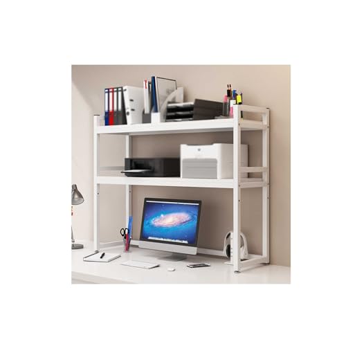 JHIAADEY Desktop-Rack Desktop Organizer Holz Schreibtisch Regal Speicher Display Rack Schreibtisch Regal, for Home-Office-Wohnheimmöbel, Aufsatzregal(White,135 * 32cm) von JHIAADEY