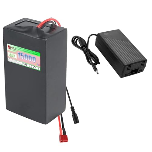 JHKJ 48-Volt-Lithiumbatterie 48 V 20 Ah Lithiumbatterie 48 V 10 Ah 12 Ah 15 Ah Herausnehmbare Batterie 48 V Li-Ionen-Batterie mit Ladegerät 250 W - 1000 W Motoren,48v15ah t Plug von JHKJ