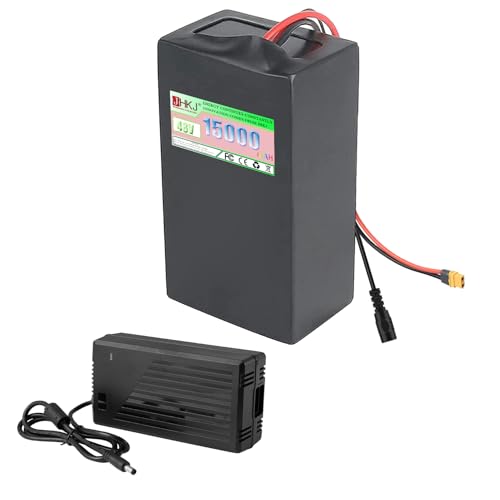 JHKJ 48-Volt-Lithiumbatterie 48 V 20 Ah Lithiumbatterie 48 V 10 Ah 12 Ah 15 Ah Herausnehmbare Batterie 48 V Li-Ionen-Batterie mit Ladegerät 250 W - 1000 W Motoren,48v15ah xt60 von JHKJ