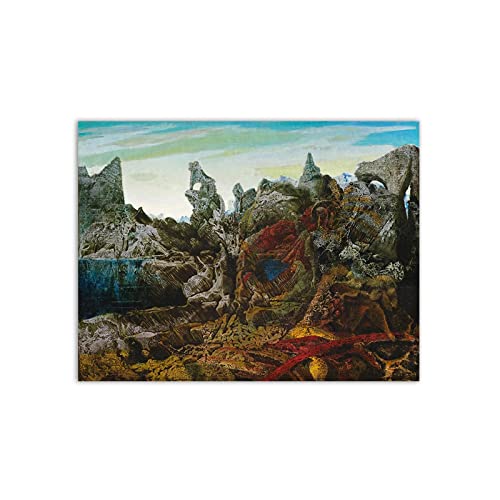 Max Ernst Berühmte Leinwandbilder Reproduktion auf Leinwand"Landscape Overlooking"Leinwand Poster und Drucke,Leinwand Wandkunst Bild für Wohnzimmer Wanddekoration 90x120cm(35x48in) Rahmenlos von JHLA