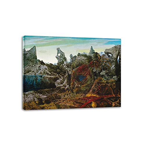Max Ernst Berühmte Leinwandbilder Reproduktion auf Leinwand"Landscape Overlooking"Leinwand Wandkunst Bild Fertig zum Aufhängen,Holzrahmen Leinwand Gemälde 70x90cm(28x35in) Gerahmt von JHLA