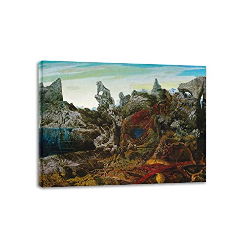 Max Ernst Berühmte Leinwandbilder Reproduktion auf Leinwand"Landscape Overlooking"Leinwand Wandkunst Bild Fertig zum Aufhängen,Holzrahmen Leinwand Gemälde 80x105cm(32x41in) Gerahmt von JHLA