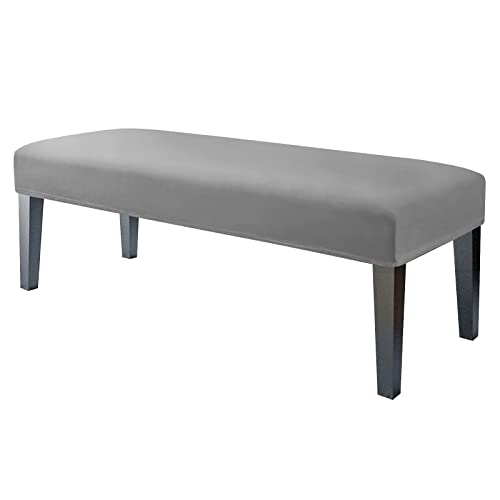 JHLD 1 Stück Universal-Bezug für Esszimmer-Bank, Samt Bezug für Esszimmerstuhl Stretch Dining Bench Cover für Esszimmer weiche Spandex Stuhlhussen Für Wohnzimmer Schlafzimmer -grau-1 Stück von JHLD