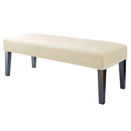 JHLD 1 Stück Universal-Bezug für Esszimmer-Bank, Samt Bezug für Esszimmerstuhl Stretch Dining Bench Cover für Esszimmer weiche Spandex Stuhlhussen Für Wohnzimmer Schlafzimmer -Beige-1 Stück von JHLD