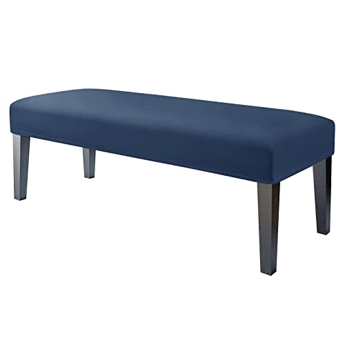 JHLD 1 Stück Universal-Bezug für Esszimmer-Bank, Samt Bezug für Esszimmerstuhl Stretch Dining Bench Cover für Esszimmer weiche Spandex Stuhlhussen Für Wohnzimmer Schlafzimmer -Navy blau-1 Stück von JHLD