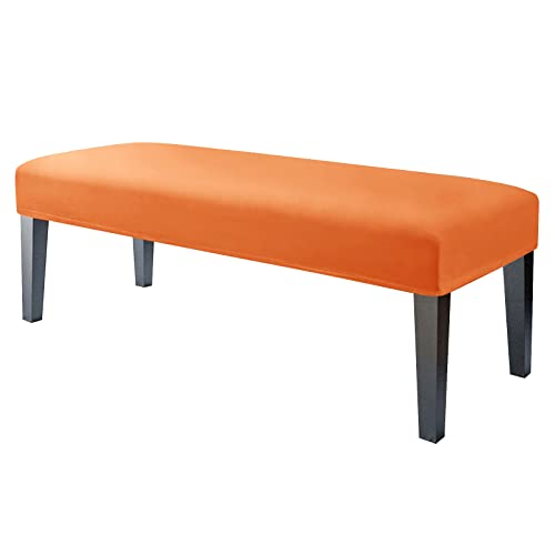 JHLD 1 Stück Universal-Bezug für Esszimmer-Bank, Samt Bezug für Esszimmerstuhl Stretch Dining Bench Cover für Esszimmer weiche Spandex Stuhlhussen Für Wohnzimmer Schlafzimmer -Orange-1 Stück von JHLD